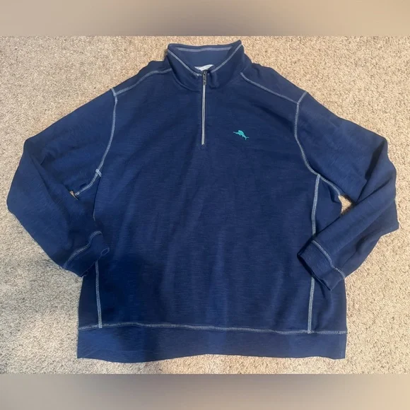 Big & Tall Tobago Bay Tommy Bahama Half-Zip Lightweight Sweatshirt Pull Over XXL - Picture 2 of 7